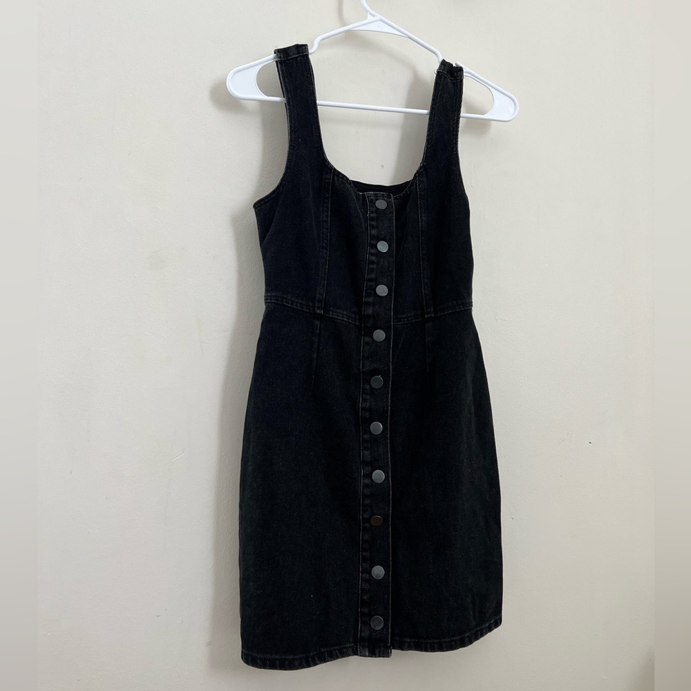 Black button up denim dress, size 0